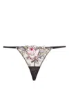 Fleur Du Mal Fidelia Embroidered G-string In Black