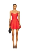 Fleur Du Mal Flared Corset Dress In Red