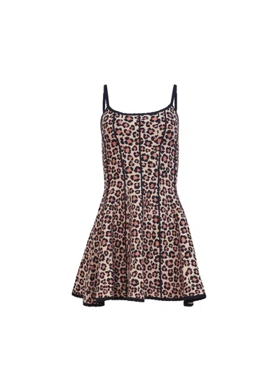 Fleur Du Mal Flared Corset Dress In Brown