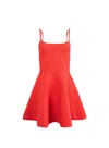 Fleur Du Mal Flared Corset Dress In Coral Crush