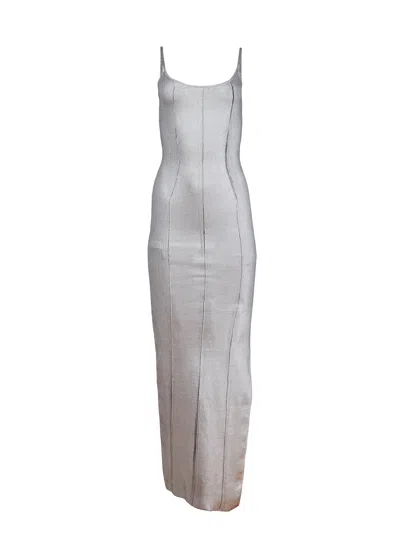 Fleur Du Mal Flash Rib Dress In Metallic Gunmetal