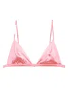 Fleur Du Mal Logo Luxe Silk Triangle Bra In 粉色
