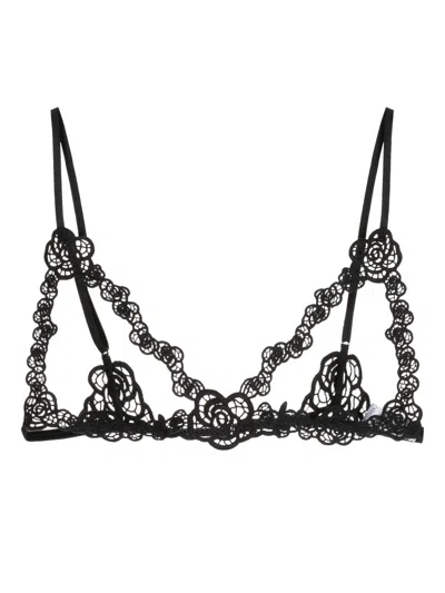 Fleur Du Mal Floral-detail Guipure Bralette In Black