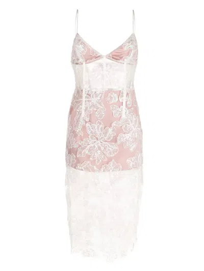 Fleur Du Mal Sequin-embellished Floral-embroidered Midi Dress In White