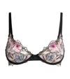 Fleur Du Mal Black Fidelia Embroidery Demi Bra