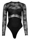 Fleur Du Mal Floral-lace Long-sleeve Bodysuit In Black