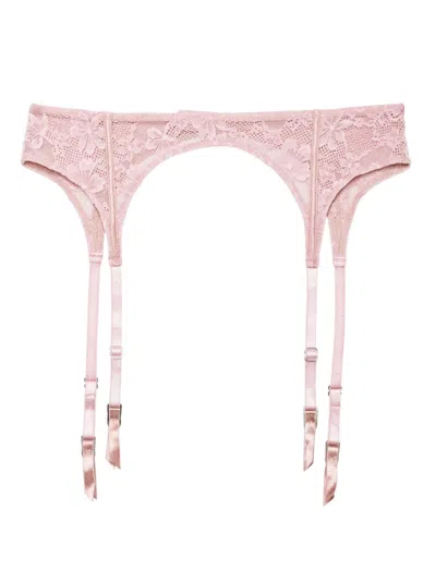 Fleur Du Mal Floral-lace Suspender In Ballet Pink