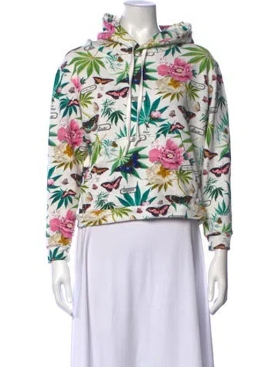 Pre-owned Fleur Du Mal Floral Print Crew Neck Hoodie In Neutrals