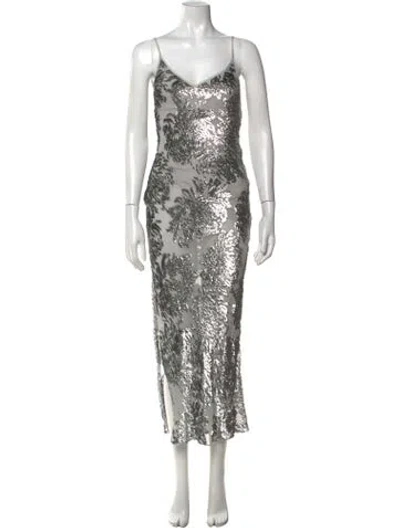 Pre-owned Fleur Du Mal Floral Print Long Dress In Multicolor