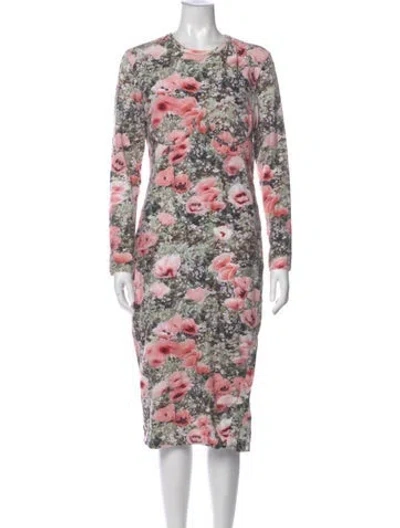 Pre-owned Fleur Du Mal Floral Print Midi Length Dress In Green