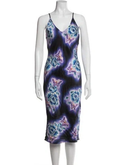 Pre-owned Fleur Du Mal Floral Print Midi Length Dress In Multi