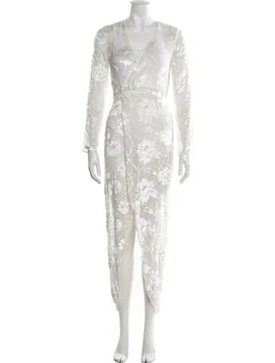 Pre-owned Fleur Du Mal Floral Print Midi Length Dress In Neutrals