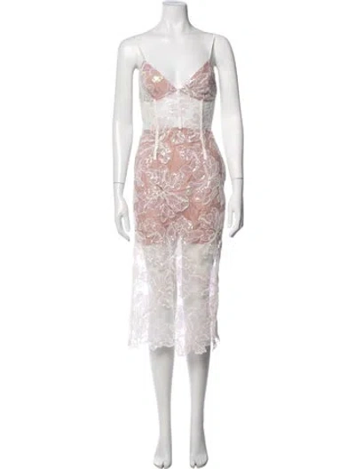 Pre-owned Fleur Du Mal Floral Print Midi Length Dress In Pink