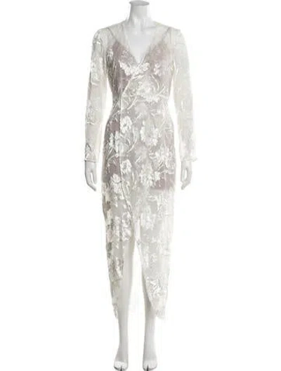 Pre-owned Fleur Du Mal Floral Print Midi Length Dress W/ Tags In Metallic/white