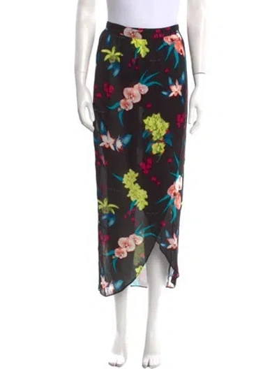 Pre-owned Fleur Du Mal Floral Print Midi Length Skirt In Black