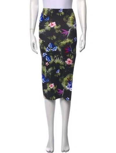 Pre-owned Fleur Du Mal Floral Print Midi Length Skirt In Black