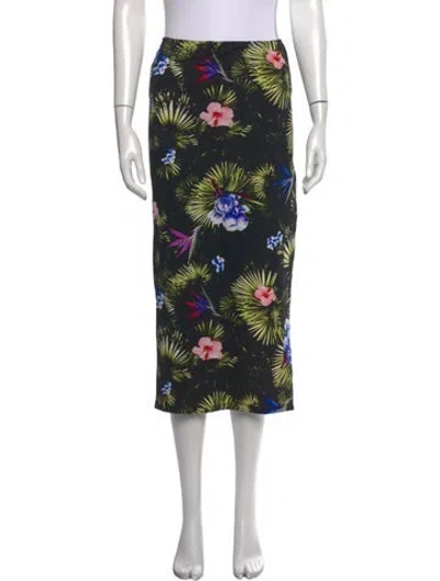 Pre-owned Fleur Du Mal Floral Print Midi Length Skirt In Black