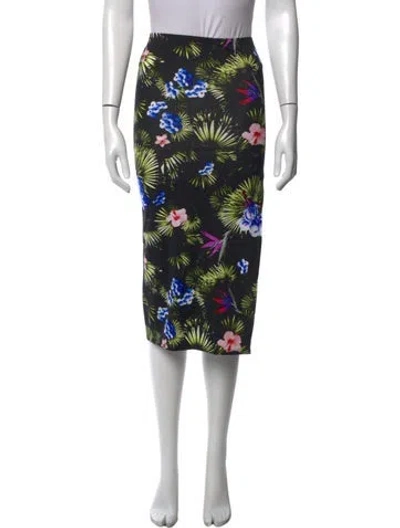 Pre-owned Fleur Du Mal Floral Print Midi Length Skirt In Black