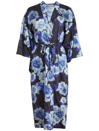 Fleur Du Mal Floral-print Robe In Blue