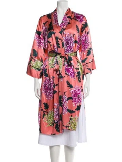 Pre-owned Fleur Du Mal Floral Print Robe In Pink