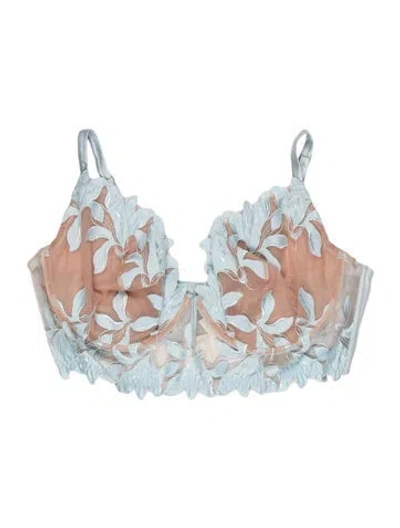 Pre-owned Fleur Du Mal Floral Print Scoop Neck Sports Bra W/ Tags In Blue