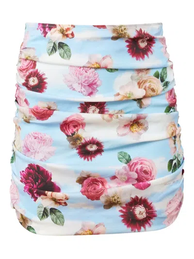 Fleur Du Mal Floral-print Skirt In Blue