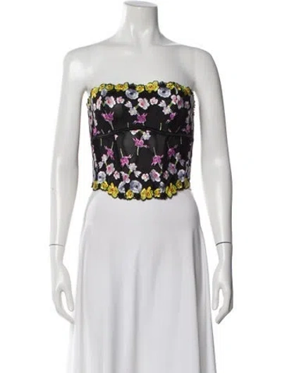 Pre-owned Fleur Du Mal Floral Print Strapless Crop Top In Gray