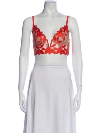 Pre-owned Fleur Du Mal Floral Print V-neck Sports Bra In Pink