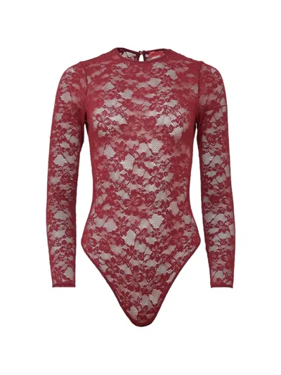 Fleur Du Mal Floral-lace Long-sleeve Bodysuit In Multi