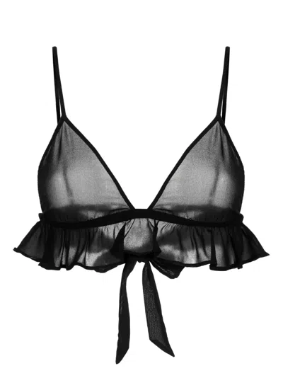 Fleur Du Mal Flutter Triangle-cup Bra In Black