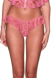 Fleur Du Mal Flutter Lace Thong In Pink Cadillac