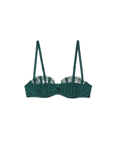 Fleur Du Mal Frankie Lace Boned Balconette In Green