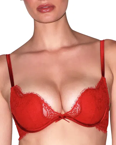 Fleur Du Mal Frankie Lace Seduce U Plunge Bra In Red