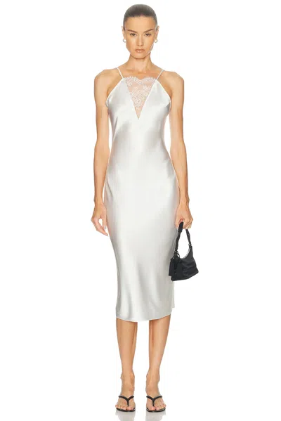 Fleur Du Mal Frankie Lace Slip Dress In Silver
