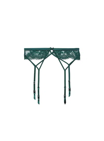 Fleur Du Mal Frankie Lace Strappy Garter Belt In Green