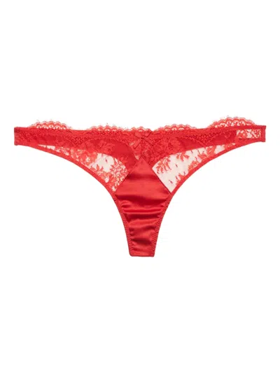 Fleur Du Mal Frankie Lace Thong In Red