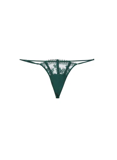 Fleur Du Mal Frankie Lace V-string In Green