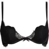 Fleur Du Mal Frankie Underwire Lace Plunge Demi Bra In Black