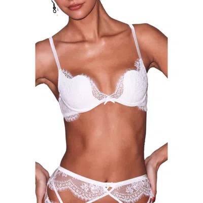 Fleur Du Mal Frankie Underwire Lace Plunge Demi Bra In White