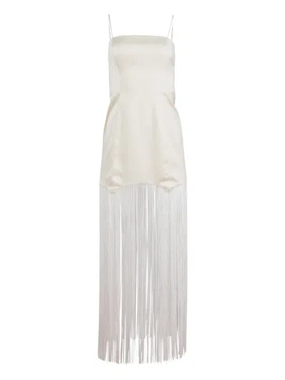 Fleur Du Mal Fringe Maxi Dress In White