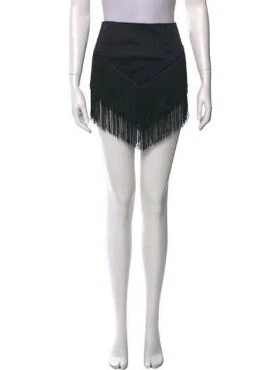Pre-owned Fleur Du Mal Fringe Trim Accent Mini Skirt In Black