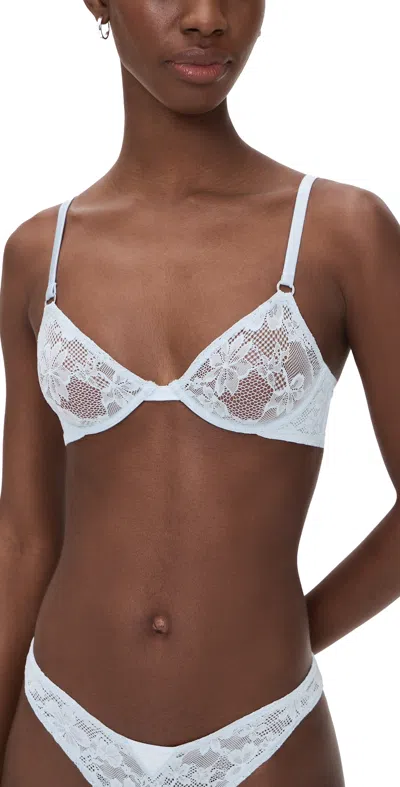 Fleur Du Mal Fuller Cup Le Stretch Lace Demi Bra Forget Me Not In White