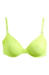 Fleur Du Mal Fuller Cup Le Stretch Lace Demi Bra In Neon Yellow
