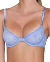 Fleur Du Mal Le Stretch Lace Demi Bra In Bright Denim