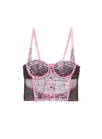 Fleur Du Mal Gabrielle Longline Bustier In Bisou Pink