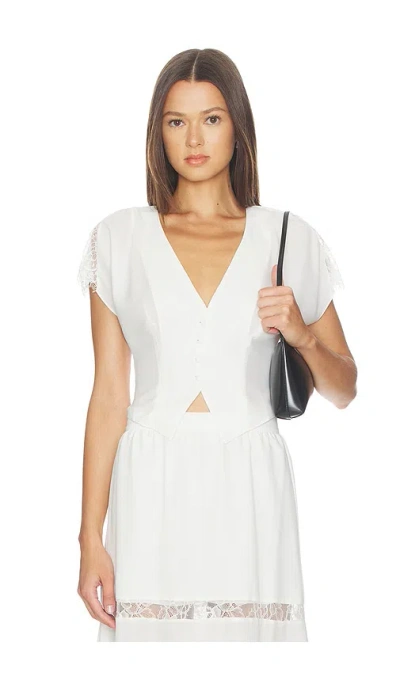 Fleur Du Mal Georgette Flounce Top In White