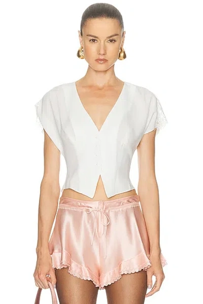 Fleur Du Mal Georgette Flounce Top In White