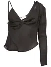 Fleur Du Mal Asymmetric Silk Blouse In Black