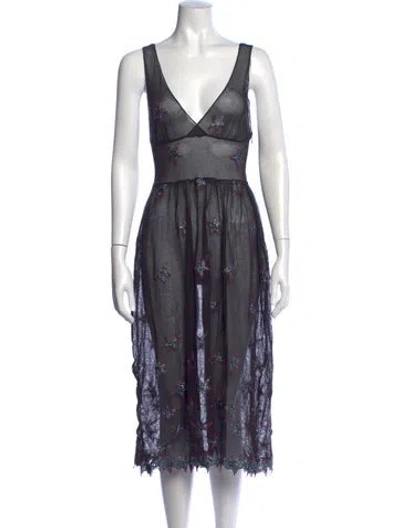 Pre-owned Fleur Du Mal Graphic Print Midi Length Dress In Blue