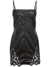 Fleur Du Mal Guipure Embroidery Mini Dress In Black